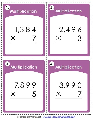 Multiplication Worksheets (4-Digits Times 1-Digit)