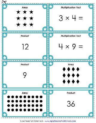 Multiplication with Arrays Math Card Game Match and Memory Worksheet Multiplication with Arrays Math Card Game Match and Memory Worksheet