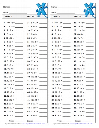 Printable Multiplication Quiz