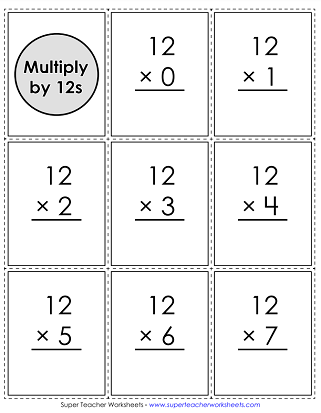 Multiplication by 12s - Flash Cards