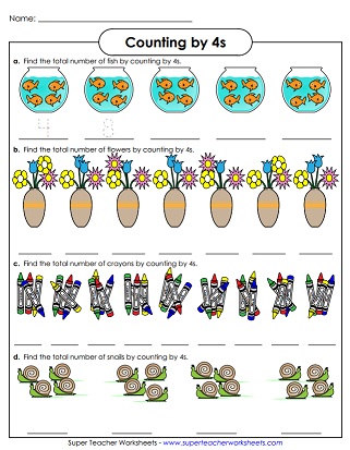 Count by 4s Worksheets