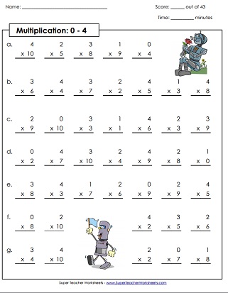 4s Multiplication Chart