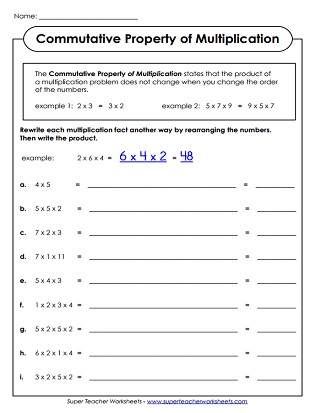 Properties of Multiplication (Printables)