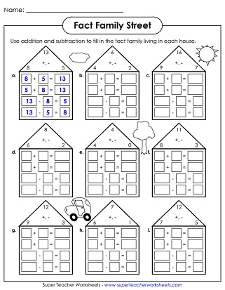 Fact Family Worksheets Addition And Subtraction