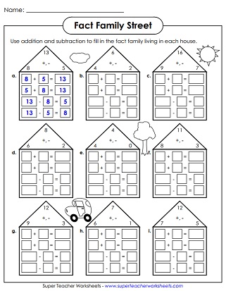 Fact Family Worksheets (Addition and Subtraction)