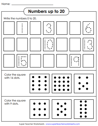 Numbers and Counting to 20 Worksheets