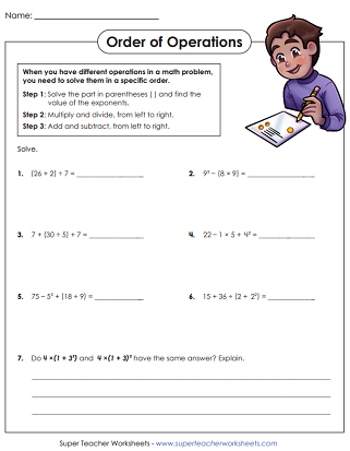 Order of Operations Printable Worksheets