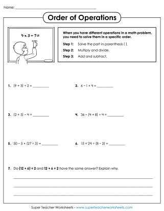 Order of Operations Worksheets