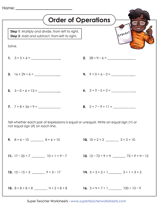 Order of Operations Worksheets 