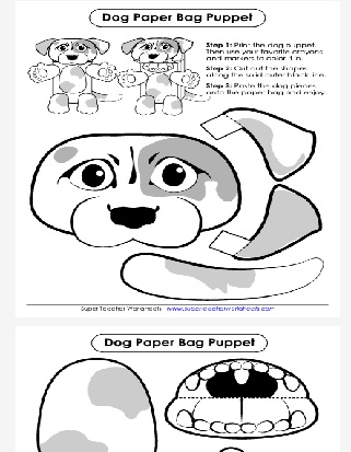 Dog Paper Bag Puppet Printable Worksheet  
