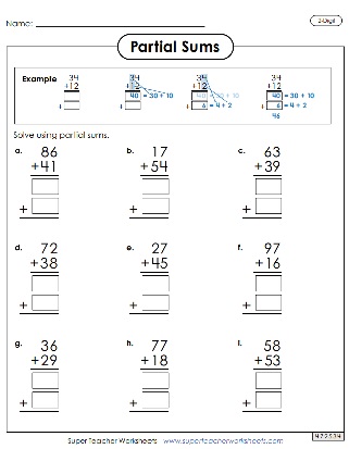 Printable Partial Sums Worksheets Printable Partial Sums Worksheets
