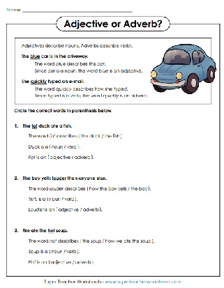 Parts of Speech Worksheets