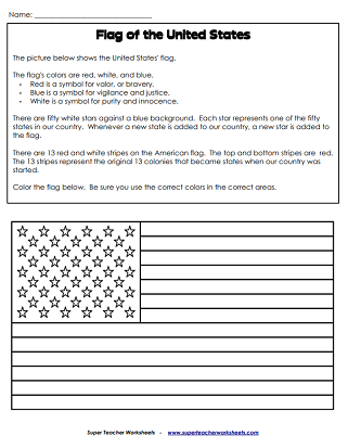 Patriotic Symbols Worksheets - American Flag