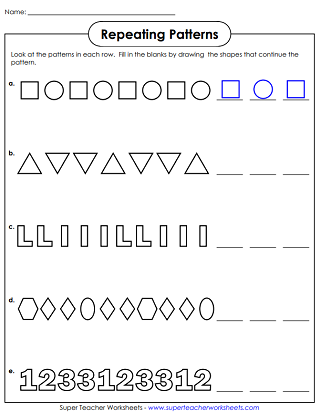 Repeated Pattern Worksheets - Pictures