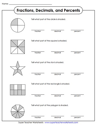 decimals fractions percents