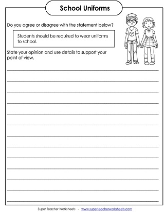 Persuasive Writing Topic Worksheet