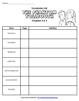 Chapter Book Worksheets (Phantom Tollbooth)