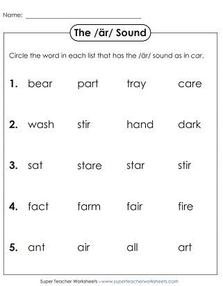 Phonics Worksheets - AR Sounds