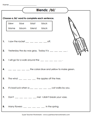 Printable Phonics Worksheets - BL 