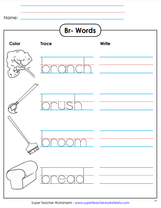 Printable Phonics Worksheets - BR