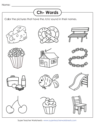 Phonics Coloring Worksheets - CH