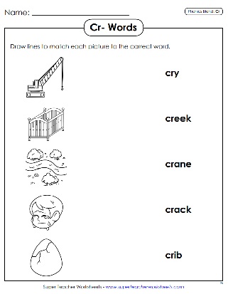 CR Consonant Blend Sound - Phonics Worksheets