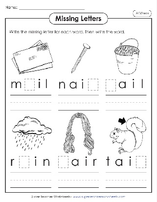 Phonics Write the Missing Letters ai Words Worksheet