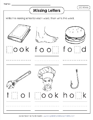 Phonics Write the Missing Letters oo Words Worksheet