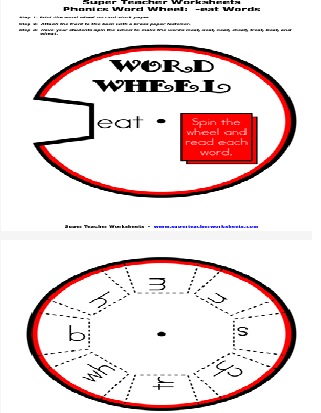 Phonics Word Wheel eat Words Worksheet