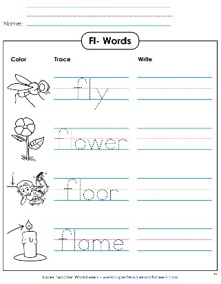 Printable Worksheets - Phonics - FL Blend