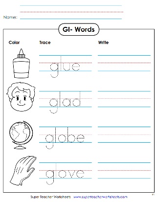 Printable Phonics Worksheets - Consonant Blend - GL