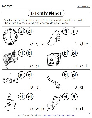 Phonics L-Family Blends - Printable Worksheets