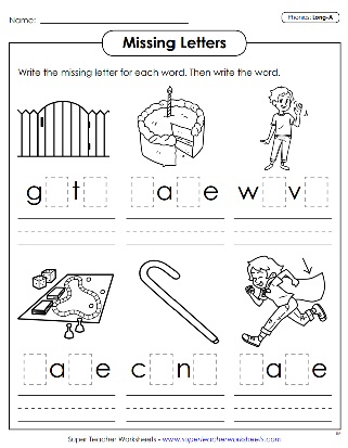 Long A Vowel Sound Phonics Worksheets