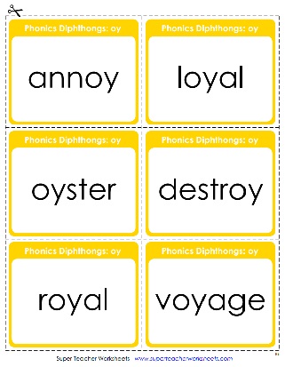 Printable Phonics Worksheets - OY Vowel Sound