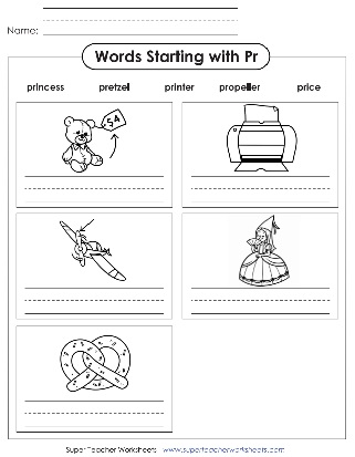 Printable Phonics Worksheets - PR Consonant Blend