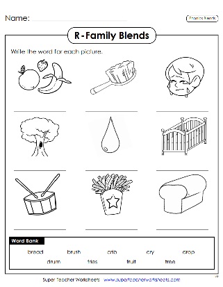 R Family Blends - Printable Phonics Worksheets