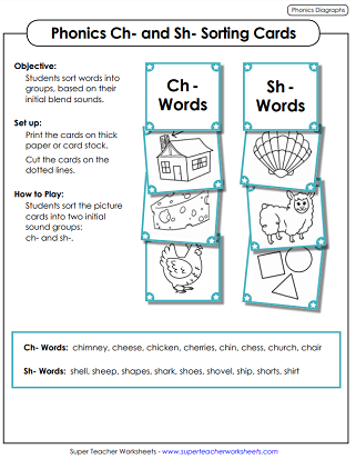 Phonics Worksheets and Activities - SH and CH Sounds