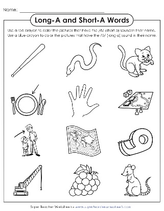 Long A, Short A Vowel Sound Phonics Worksheets