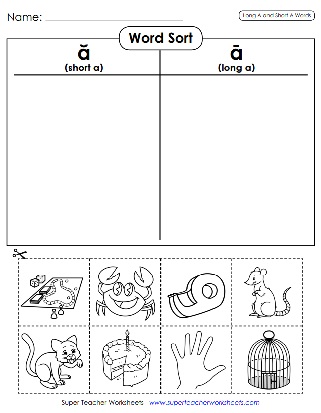 Phonics Worksheets - Long A, Short A