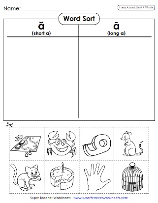 Phonics Worksheets: Long-A and Short-A
