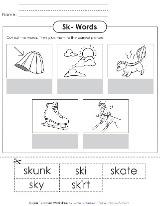 Printable Phonics Worksheets - SK Blend Sound