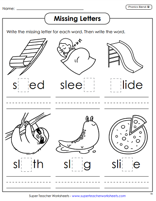 Phonics Worksheets - SL Sound Phonics Worksheets - SL Sound