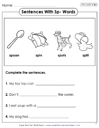 Phonics Worksheets - SP Blend Sound