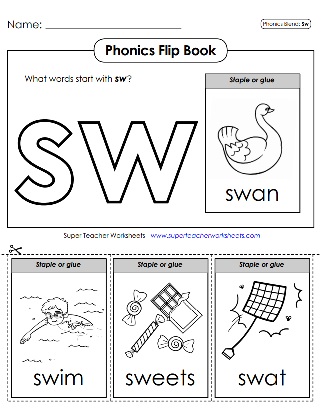 SW Consonant Blend - Printable Phonics Worksheets