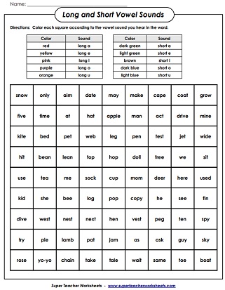 Worksheet - Long & Short Vowels Worksheet - Long & Short Vowels