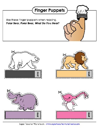 Book Polar Bear, Polar Bear, What Do You Hear Printable Finger Puppets Activity Worksheet
