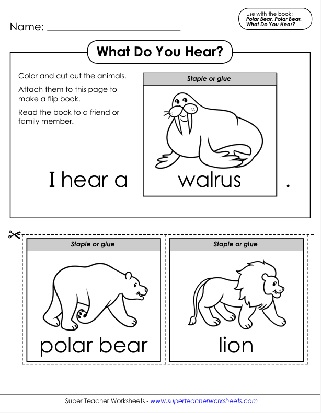Book Polar Bear, Polar Bear, What Do You Hear Printable Flip Book Activity Worksheet 