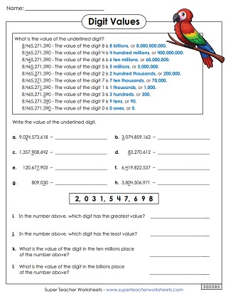 Place Value 10-Digit Billions