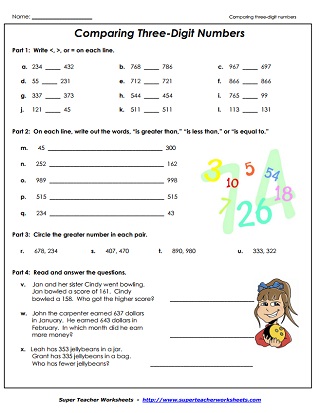 Place Value Worksheets (Comparing)