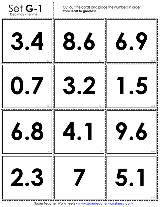 Ordering Decimals (Printable Cards)